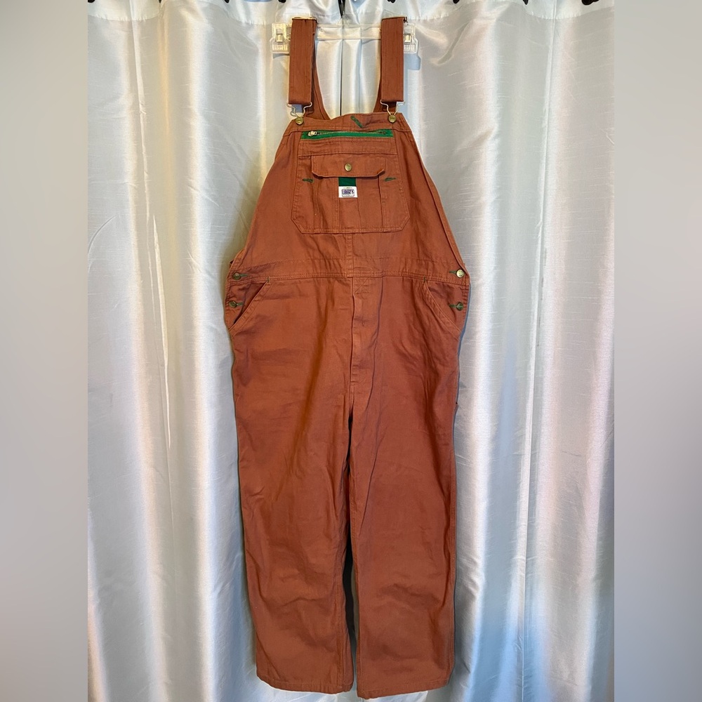 Liberty Brown Overalls with Green Detail